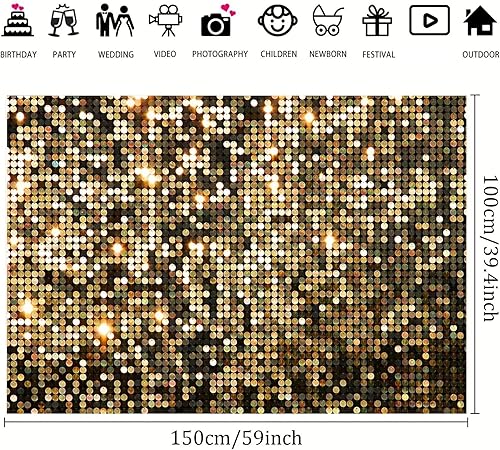 Miniatura 2 de Decoraciones de fiesta de discoteca, telón de fondo de fiesta de discoteca de 5 x 3 pies, lentejuelas impresas (no con brillantina), pancarta de