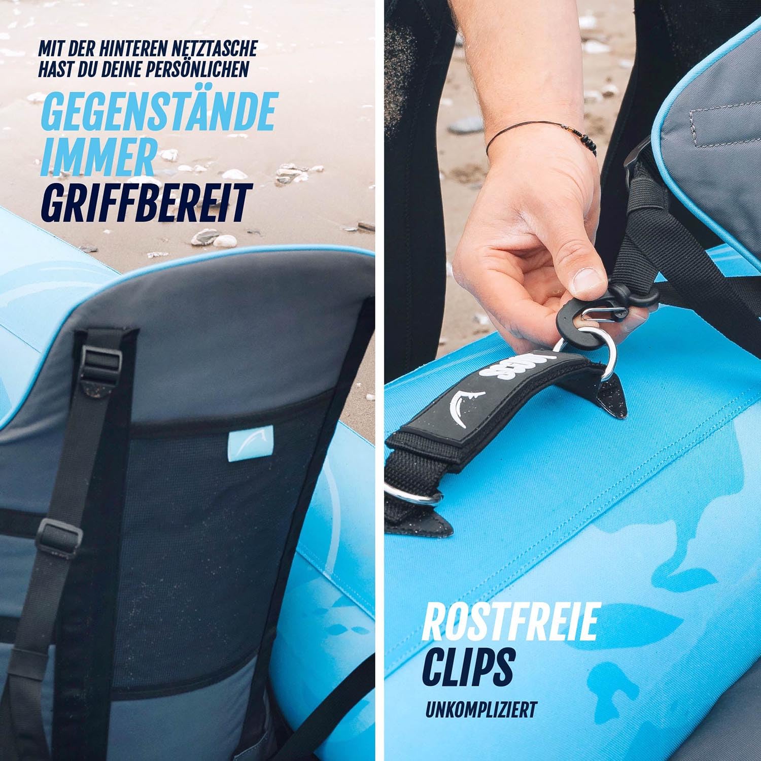 Bluefin SUP & Kajak-Sitz | Aufblasbares Sitzpolster, Netz-Tasche | Verstellbare Riemen, rostfreie Clips | Verstärkte Stützstangen | Leichter Quick-Dry-Sitz | Grau