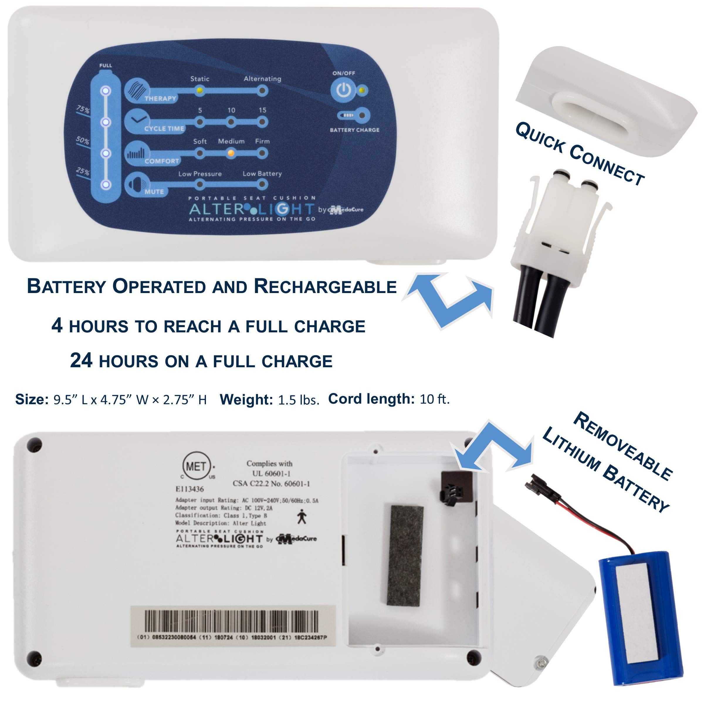 Alternating Pressure Wheelchair Cushion Rechargeable Battery Operated