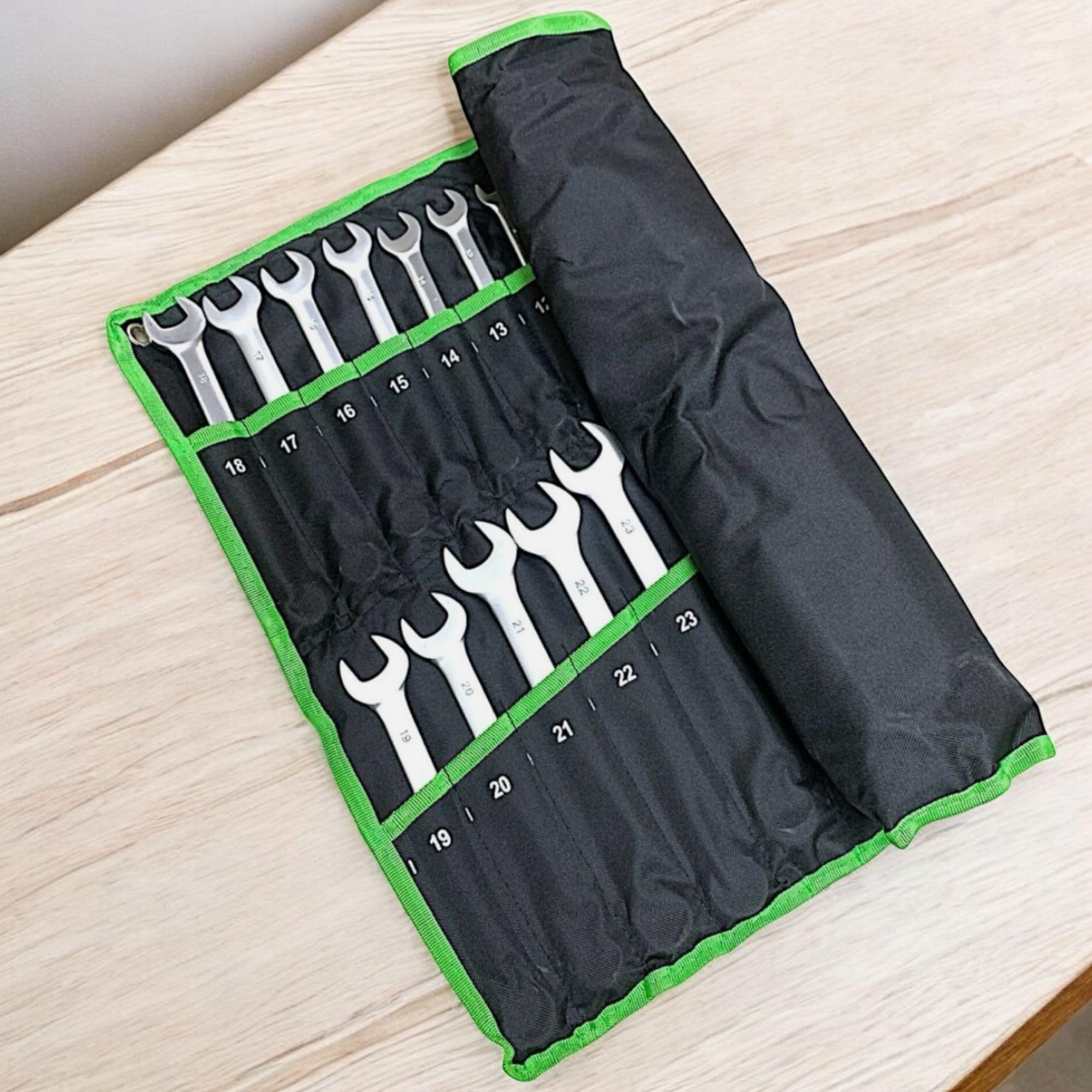 topolenashop Set di 26 chiavi combinate fisse e a stella serie chiavi inglese di manovra in acciaio al cromomo vanadio da 6 a 32 in comodo astuccio di stoffa19101126