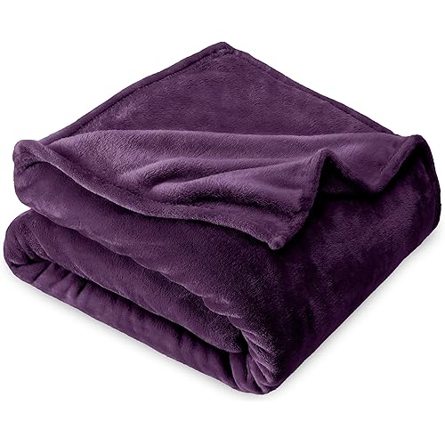 Bare Home Fleece Blanket - Twin/Twin Extra Long Blanket - Plum - Lightweight Blanket for Bed, Sofa, Couch, Camping, and Travel - Microplush - Ultra Soft Warm Blanket (Twin/Twin XL, Plum)