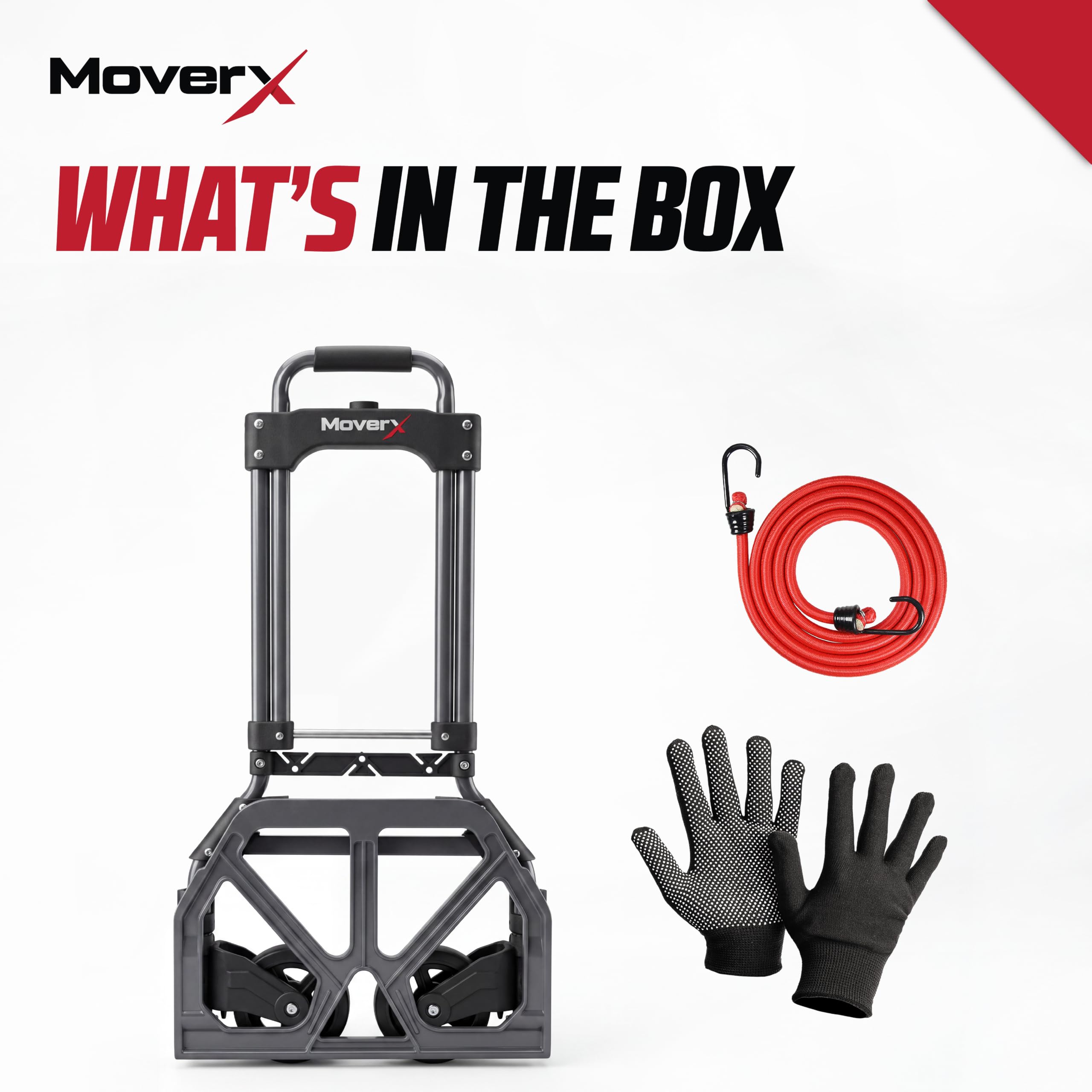 MoverX Faltbare Sackkarre aus Aluminium, robuste Sackkarre, faltbarer Rollwagen auf Rädern, Mehrzweck-Sackkarre, 85 kg
