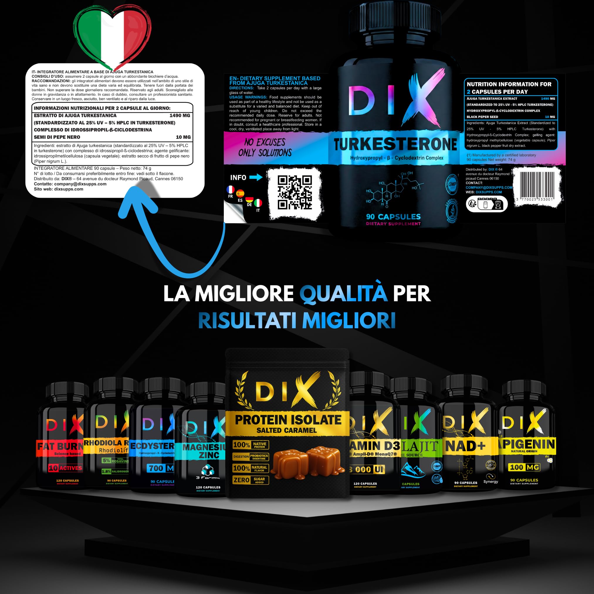 TURKESTERONE 1490MG ✗ 90 Capsule ✗ 25% Standardizzato ✗ Forma Avanzata ✗ Assorbimento Ottimale ✗ Vegano & Senza Glutine ✗ Testato & Controllato ✗ GMP & HACCP ✗