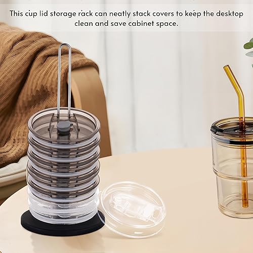 Miniatura 5 de Paquete de 4 organizadores plegables con tapa para vaso, diseño que ahorra espacio, base de goma gruesa estable, almacenamiento vertical