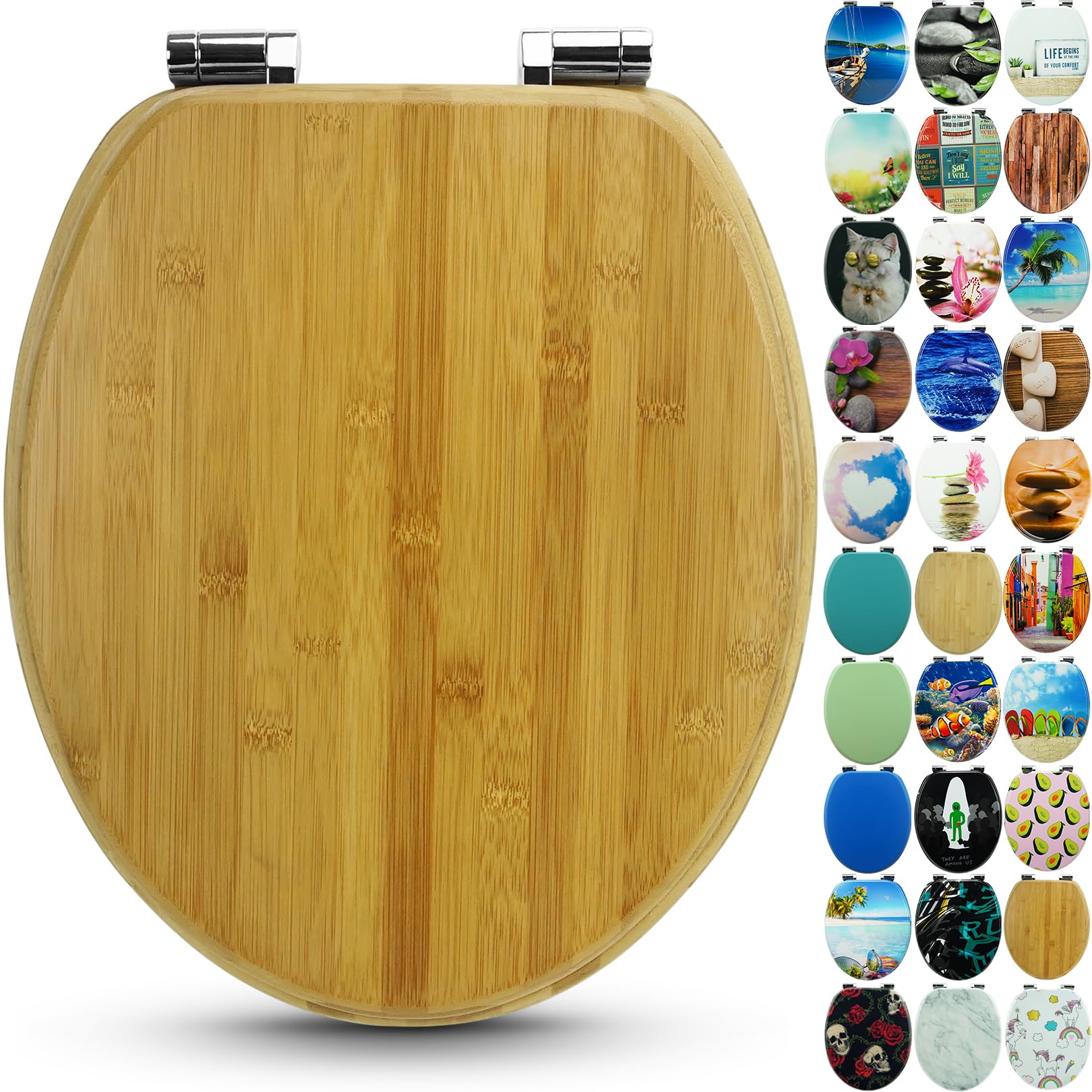 Sanfino® Premium Bamboo Toilet seat with Soft Closing Mechanism, Elegant Wood Look, high Seating Comfort Made of Sustainable Real Wood, Easy Assembly - "Dark Brown" — image 1