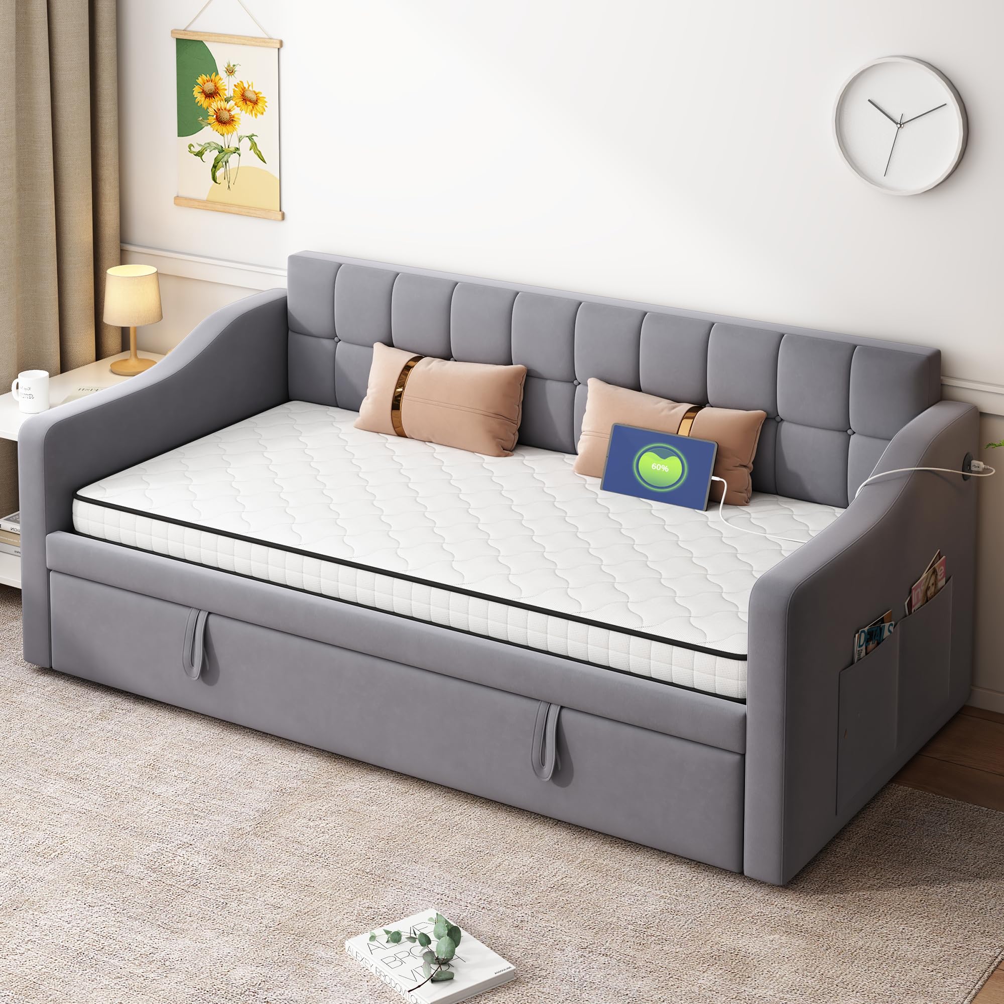 Materac 90 x 190, materac sprężynowy 10 cm cienki, z odciążeniem okolic lędźwiowych, stopień twardości H3, zwijany materac do łóżka młodzieżowego i łóżka dla gości, biały