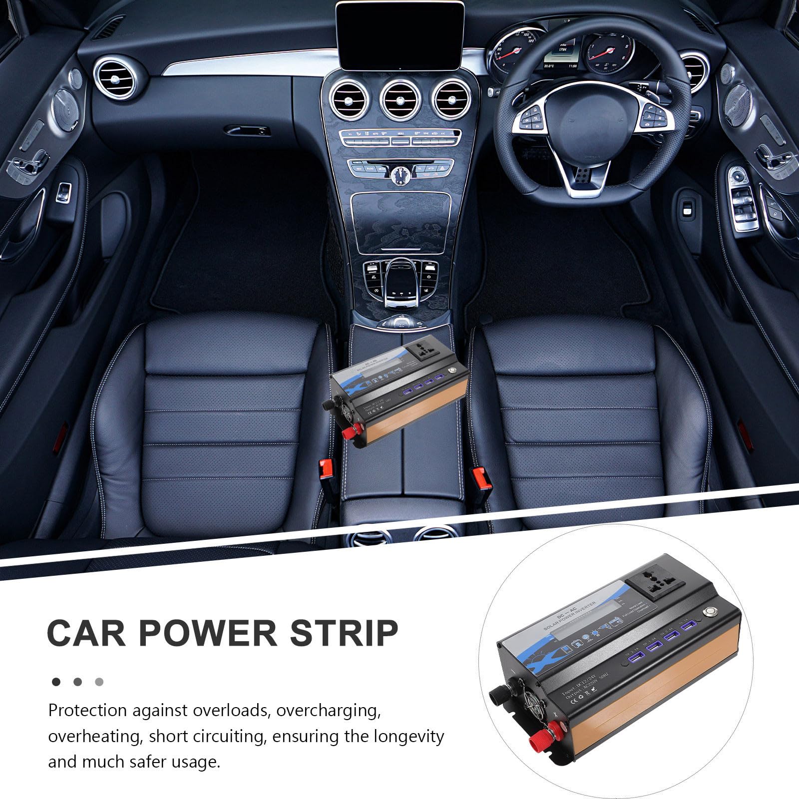 Inversor para Coche 12v a 220v 4000w con Luz LED Ambiental