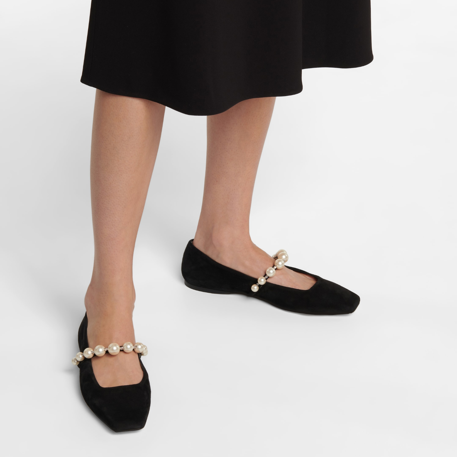 MIRAAZZURRA Black Mary Jane Flats for Women Square Toe