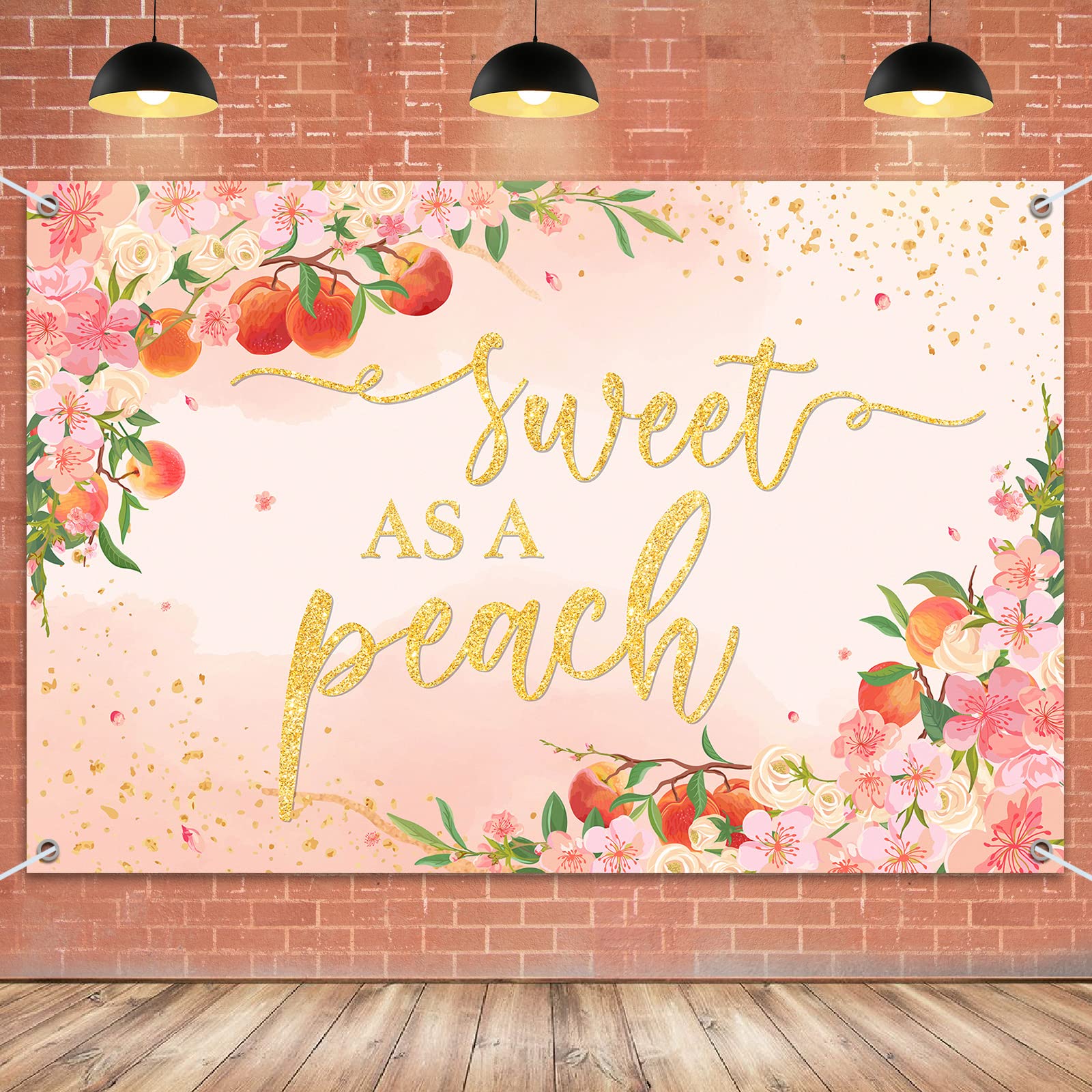 HAMIGAR 6x4ft Sweet As A Peach Banner Backdrop - Peach Baby Shower Birthday Decorations Party Supplies for Girls