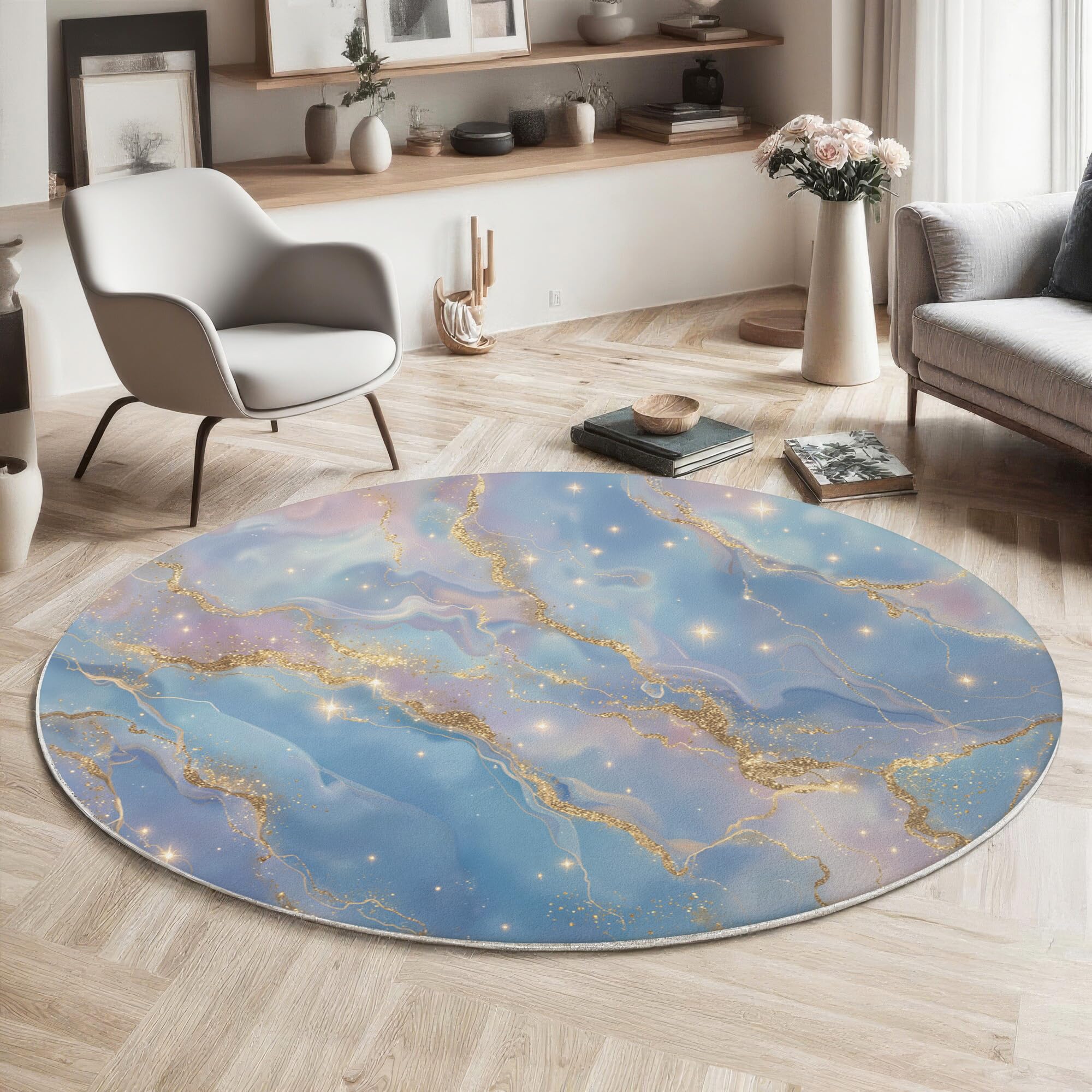 Tapis rond antidérapant de 200cm lavable pour le salon moderne