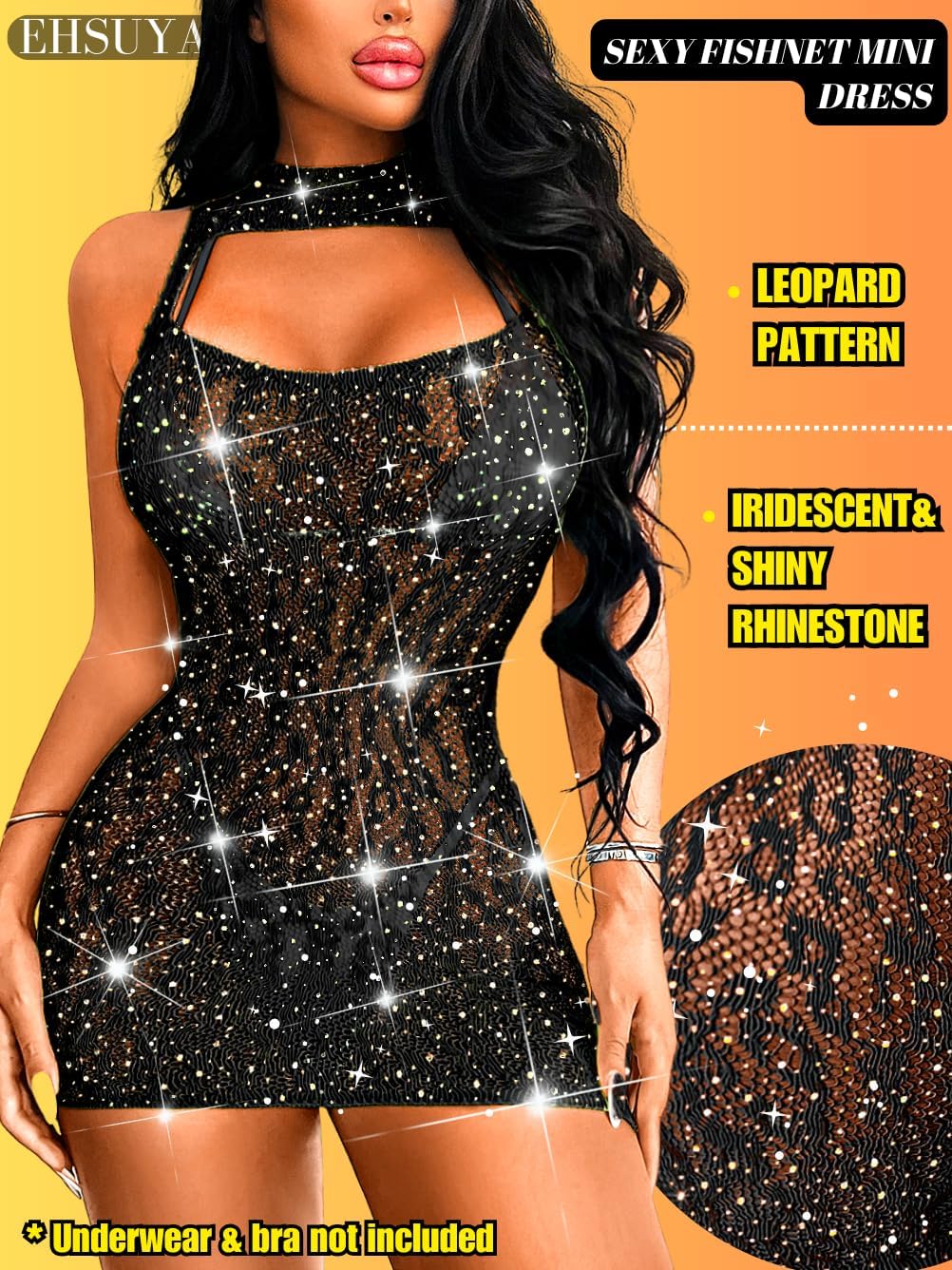 Rave Outfits, Glitter Rhinestone, Fishnet Dress, Exotic Dancewear - Image 2