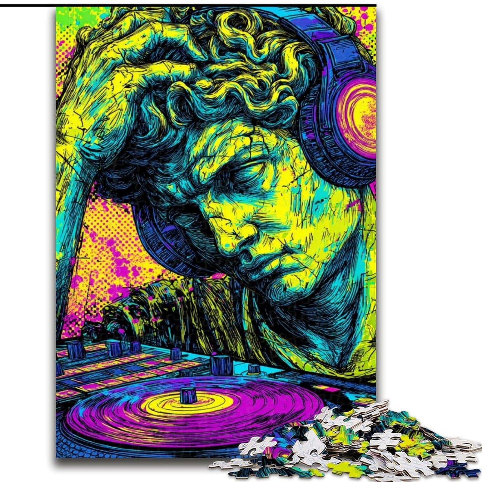 Puzzles for Adults 1000 Pieces Pop-art Michelangelos David Statue, Challenging Game And Family Play with Fully Interlocking Randomly Shaped Pieces (Size 50x75cm)