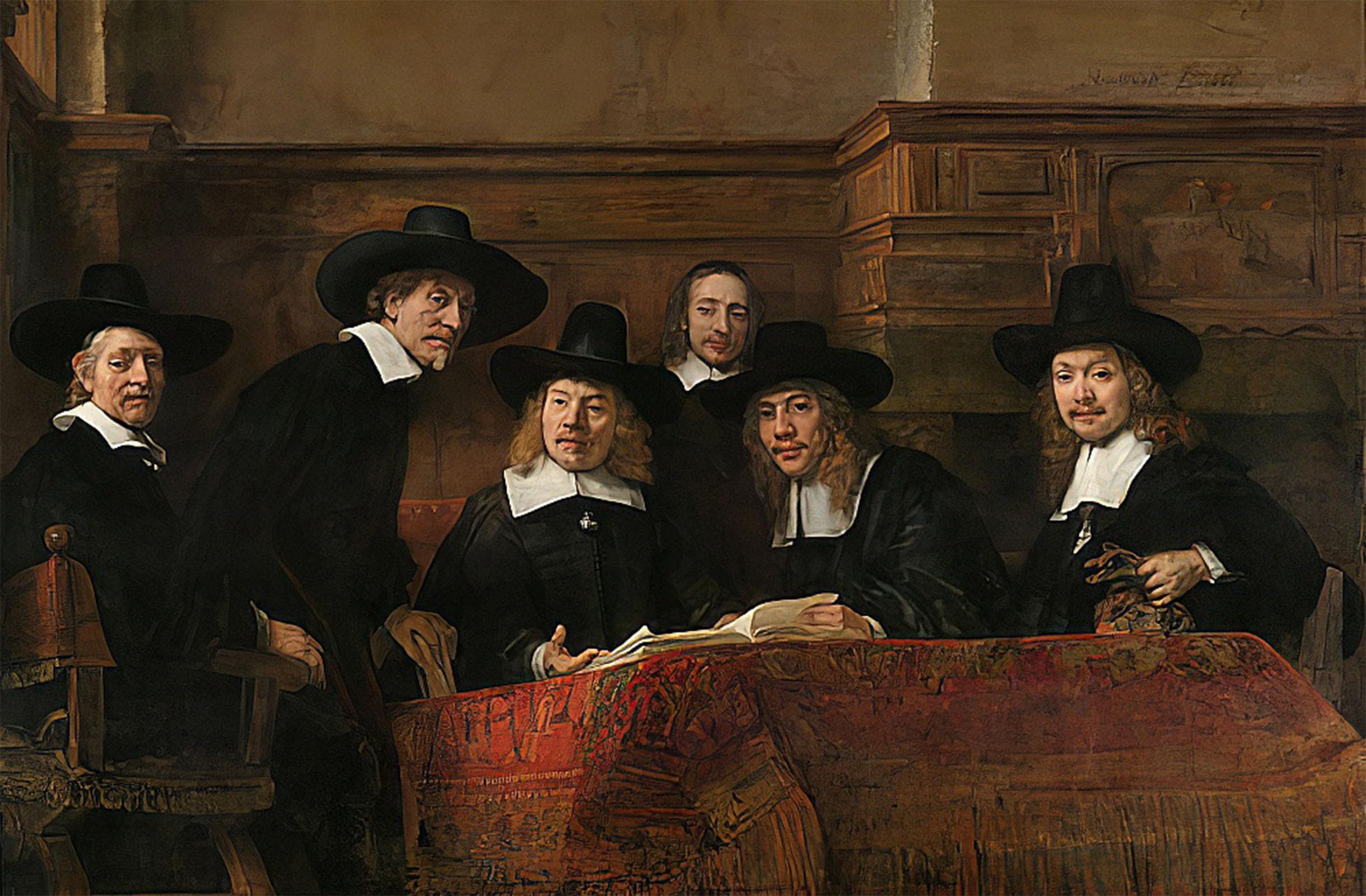 HRJUBWREE Vintage Poster Photo Wall Print Mural Artwork The sampling Officials of the amsterdam drapers guild, known as the syndics. by Rembrandt van Rijn Art Prints Painting for Office Decor 60x90cm