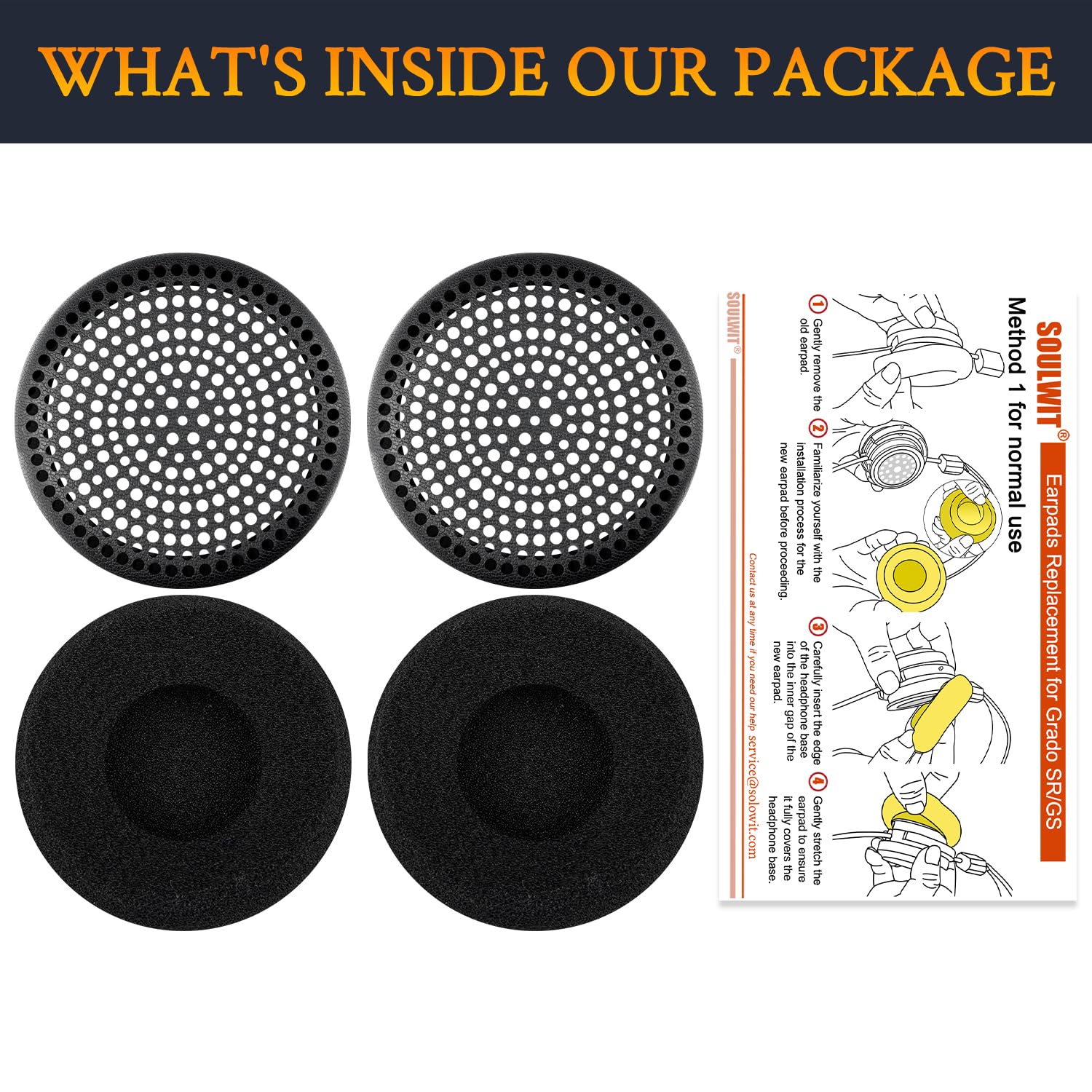 SOULWIT Replacement Earpads For Grado Headphones - RS1, RS2, Alessandro Series Comfort Cushions