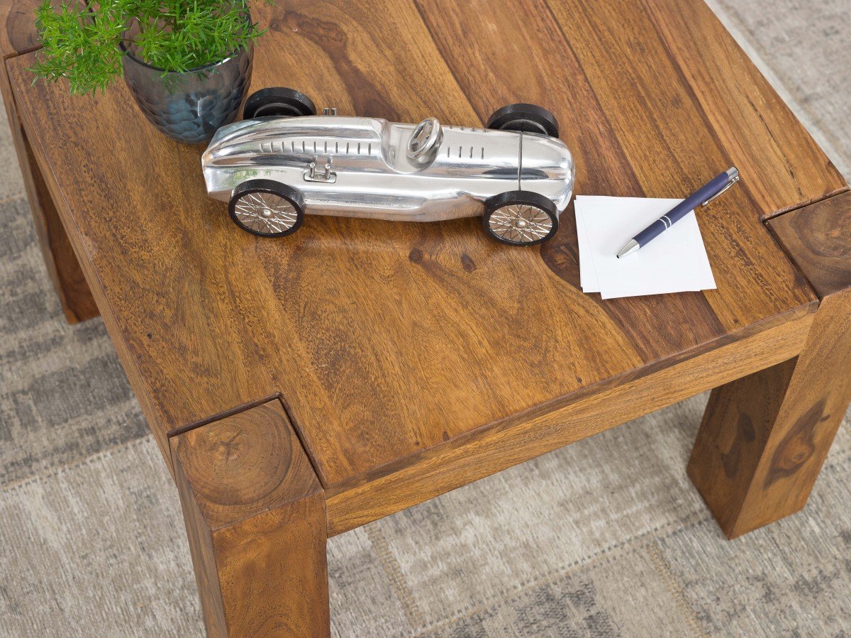 FineBuy Tavolino da caffè Legno Massello Sheesham 60 x 60 x 40 cm | Tavolino Salotto Naturale | Tavoli da Divano Design Moderno
