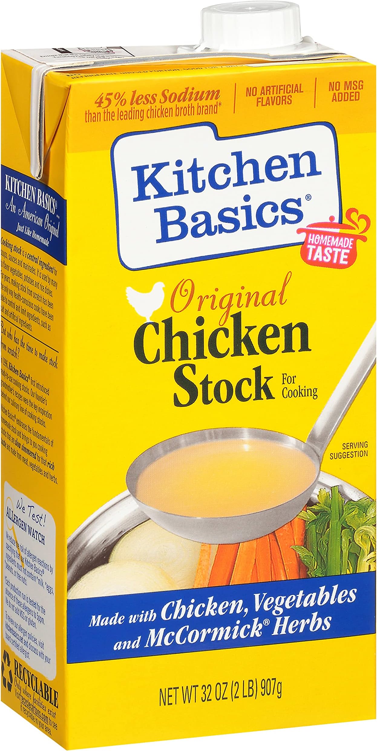 Kitchen Basics Original Chicken Stock, 32 oz | No Artificial Flavors, Gluten Free, No MSG added|