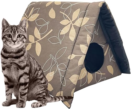 Fhiny Refugio para gatos callejeros, casa impermeable para gatos al aire libre, plegable, cálida para mascotas, para invierno, tienda de campaña,