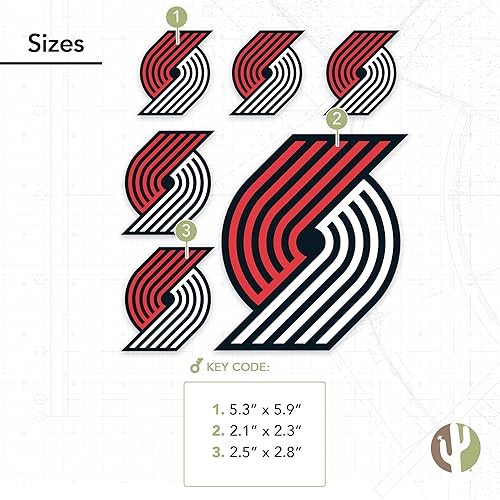 Miniatura 3 de Desert Cactus Portland Trailblazers NBA - Calcomanía de vinilo con licencia oficial de la NBA, botella de agua para laptop, álbum de recortes de