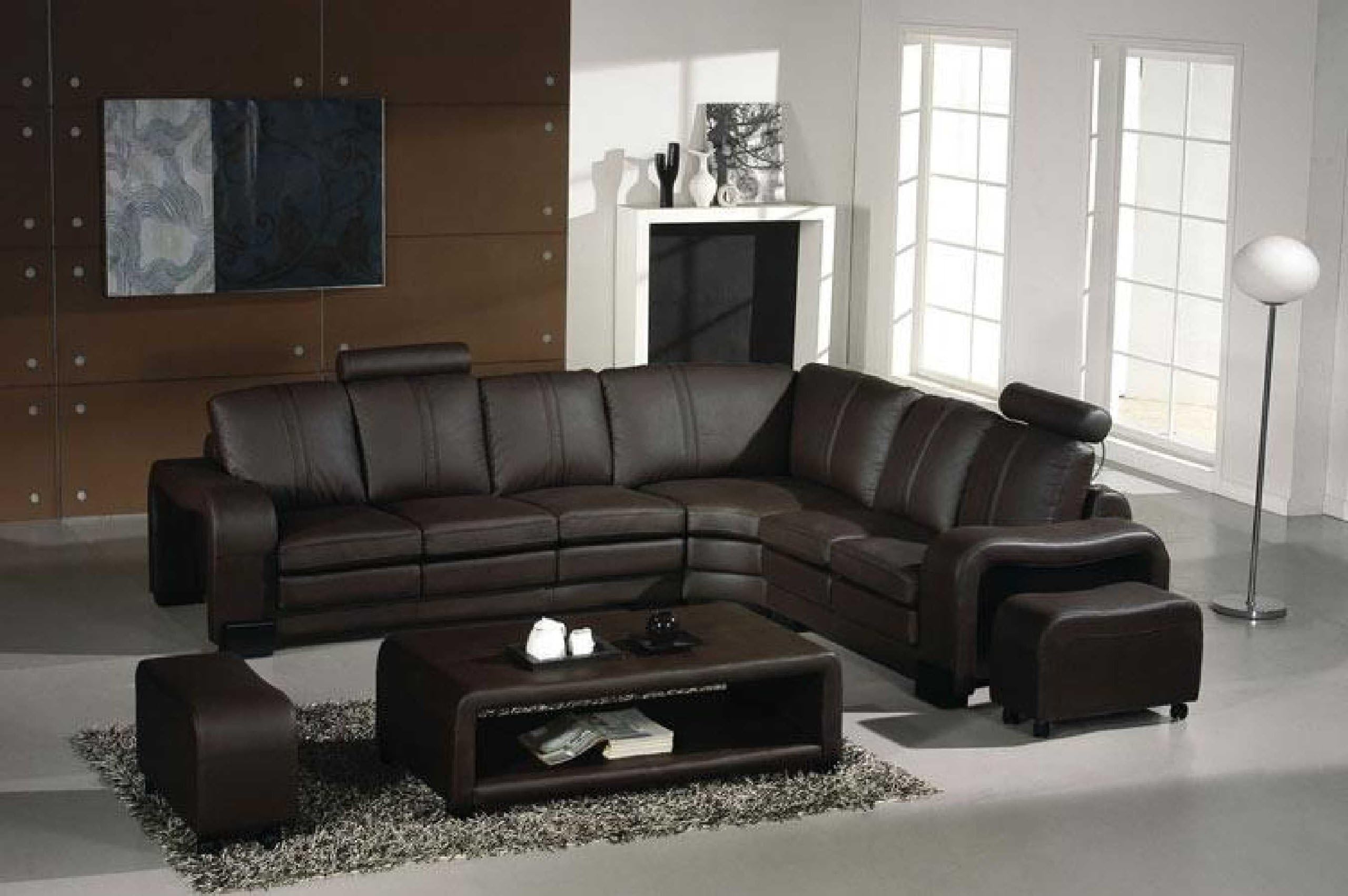 Vig Furniture Ev 3330 - Modern Espresso Leather Sectional Sofa