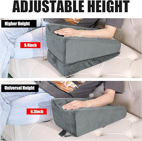 Miniatura 2 de BALAPET 2-in-1 Adjustable Arm Elevation Pillow with Pockets, Ergonomic Wedge Bolster for Post Surgery Support, Recovery Boost Pillow Leg Pain Gris