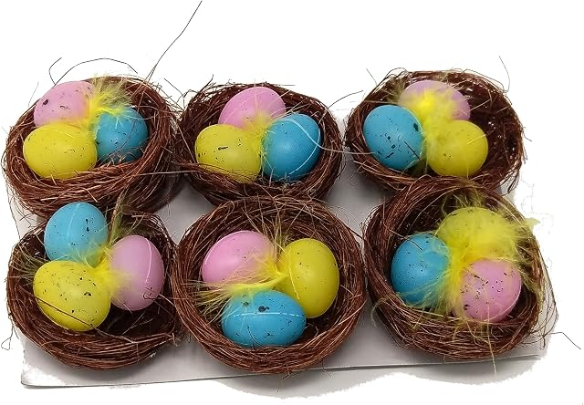 GEM Imports Easter Egg Nest Bonnet Decorations - 6 Pack