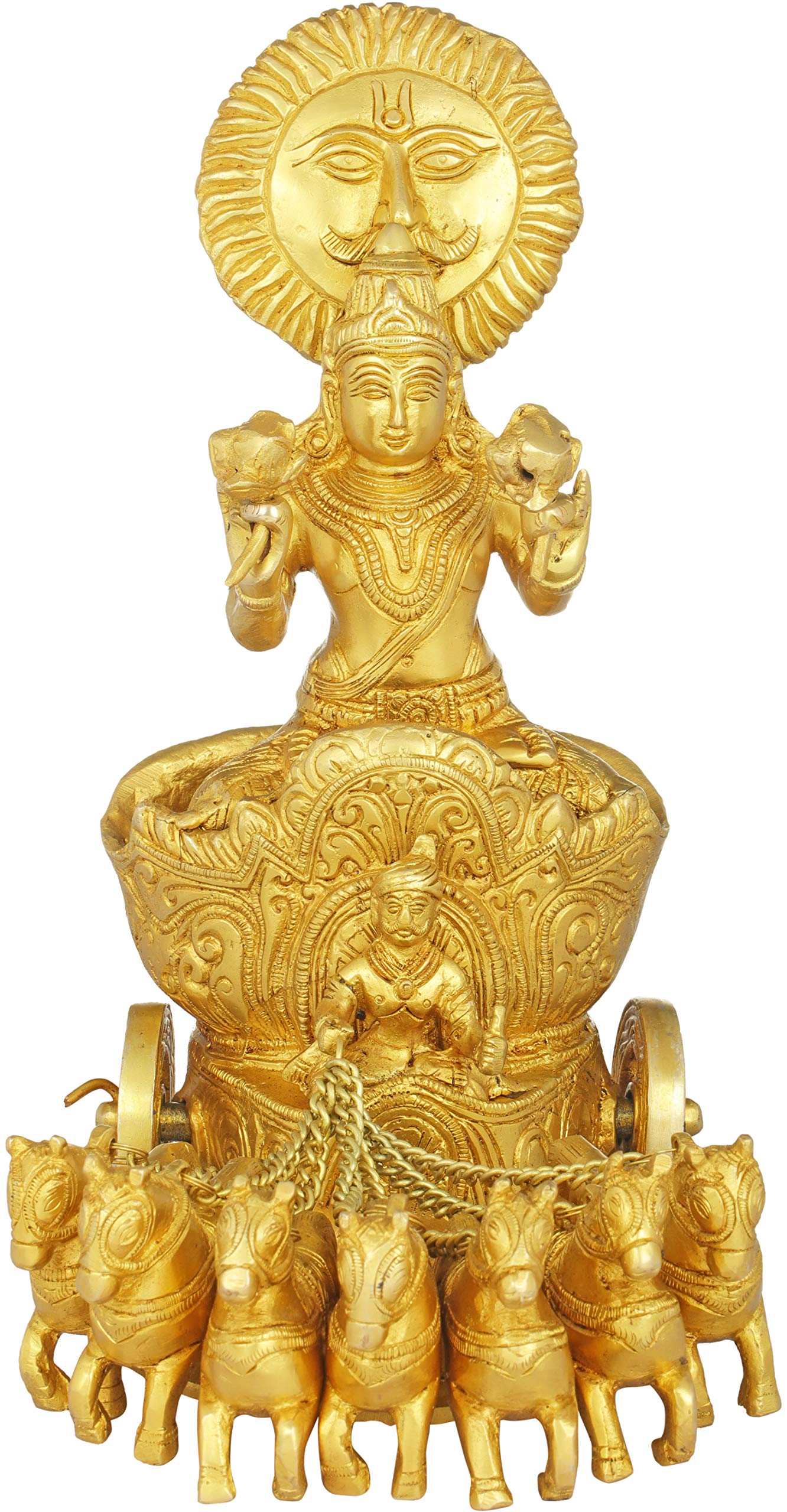Statue Surya dieu du soleil en laiton pour créer une ambiance zen de yoga