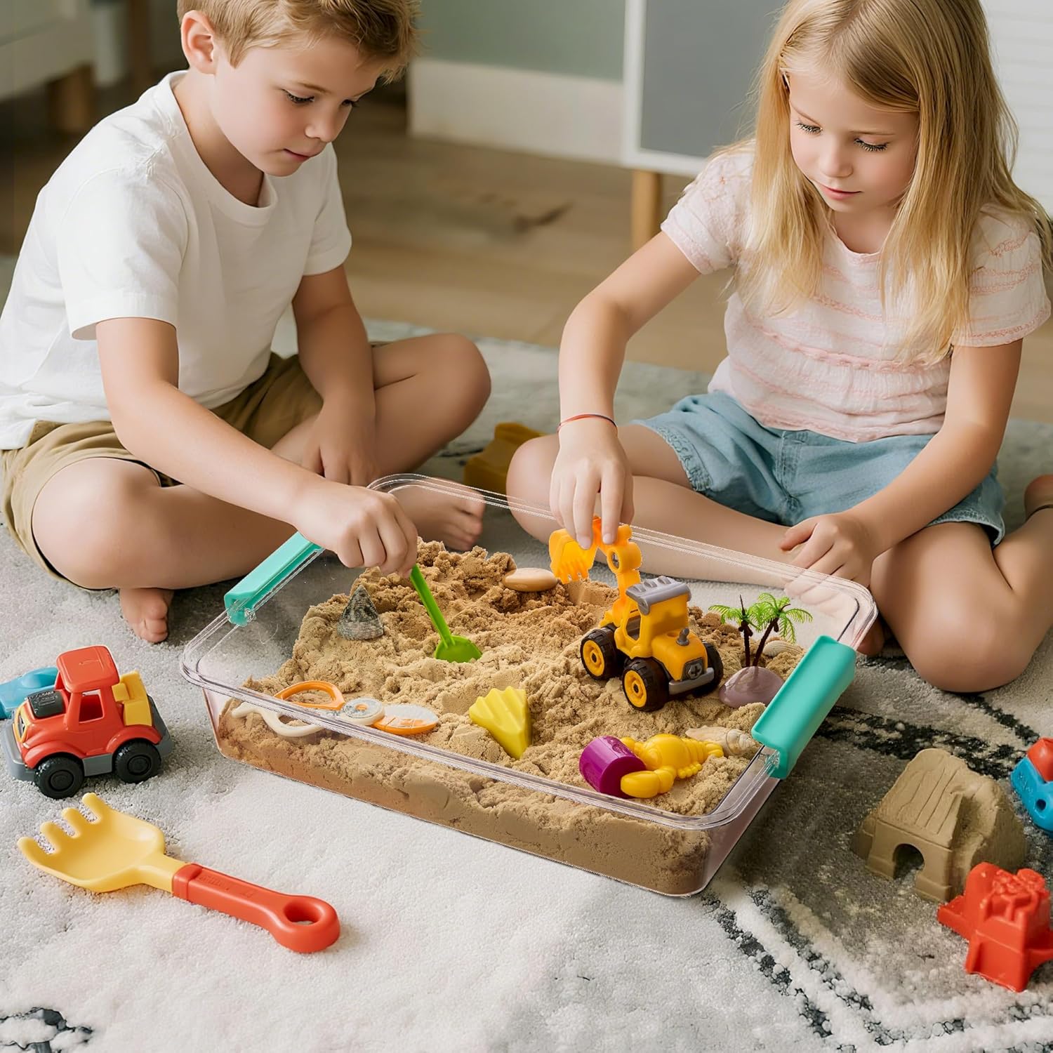 Vtopmart 6 Qt Plastic Storage Bins with Lids, Clear Sensory Bins, Arts Crafts Organizers and Storage, Stackable Containers for Home Office and School Supplies, 4 Pack - Image 3