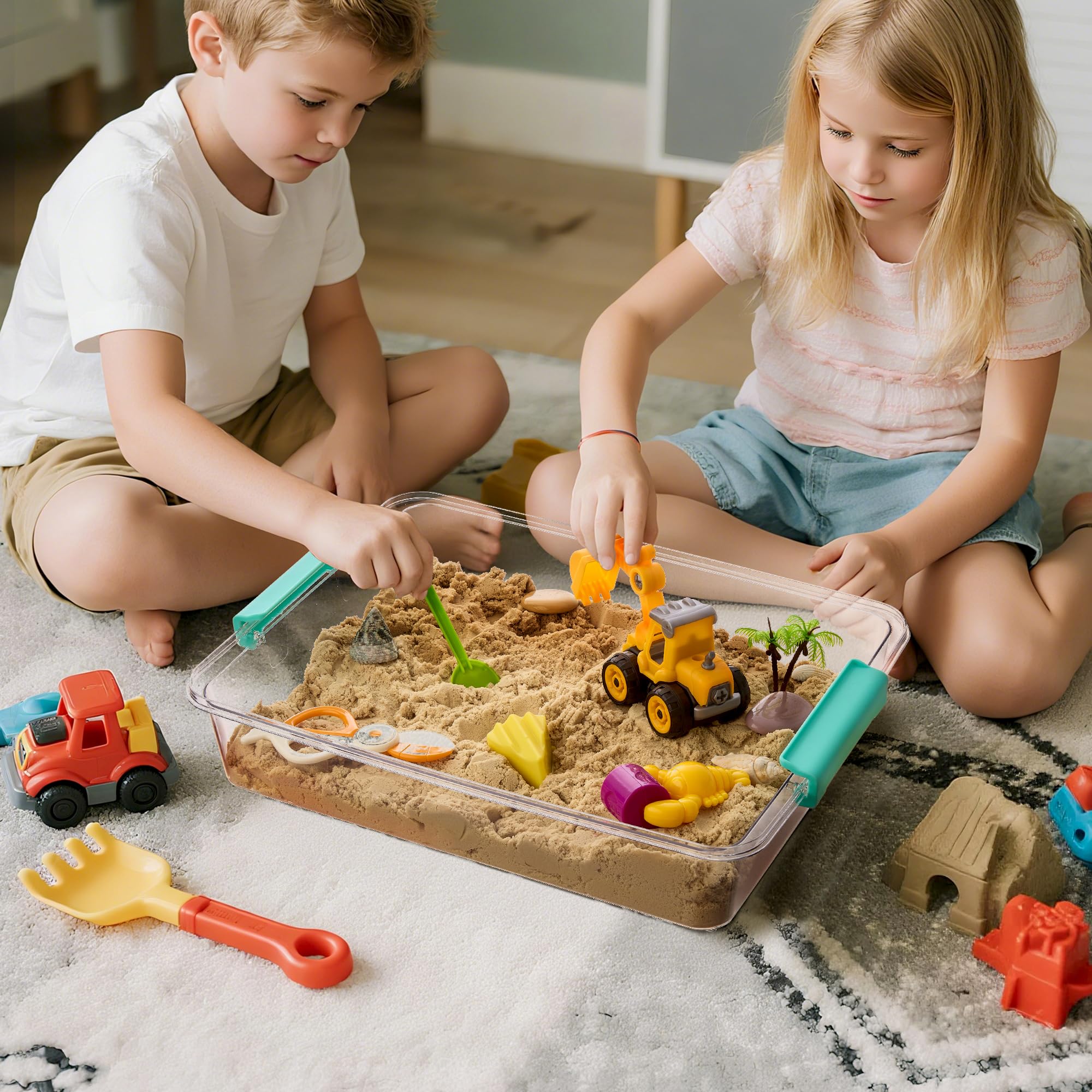 Vtopmart - Lot de 4 bacs de rangement en plastique de 5,7 L avec couvercles, bacs sensoriels transparents, organisateurs et rangement pour arts et artisanat, conteneurs empilables pour la maison, le