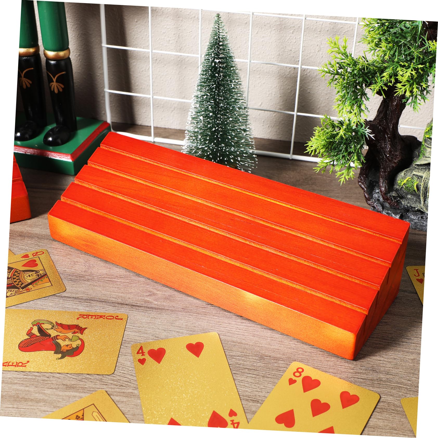 4piezas Soporte De Cartas De Madera para Mesa De Soportes De Cartas para Bridge Fiestas y Eventos