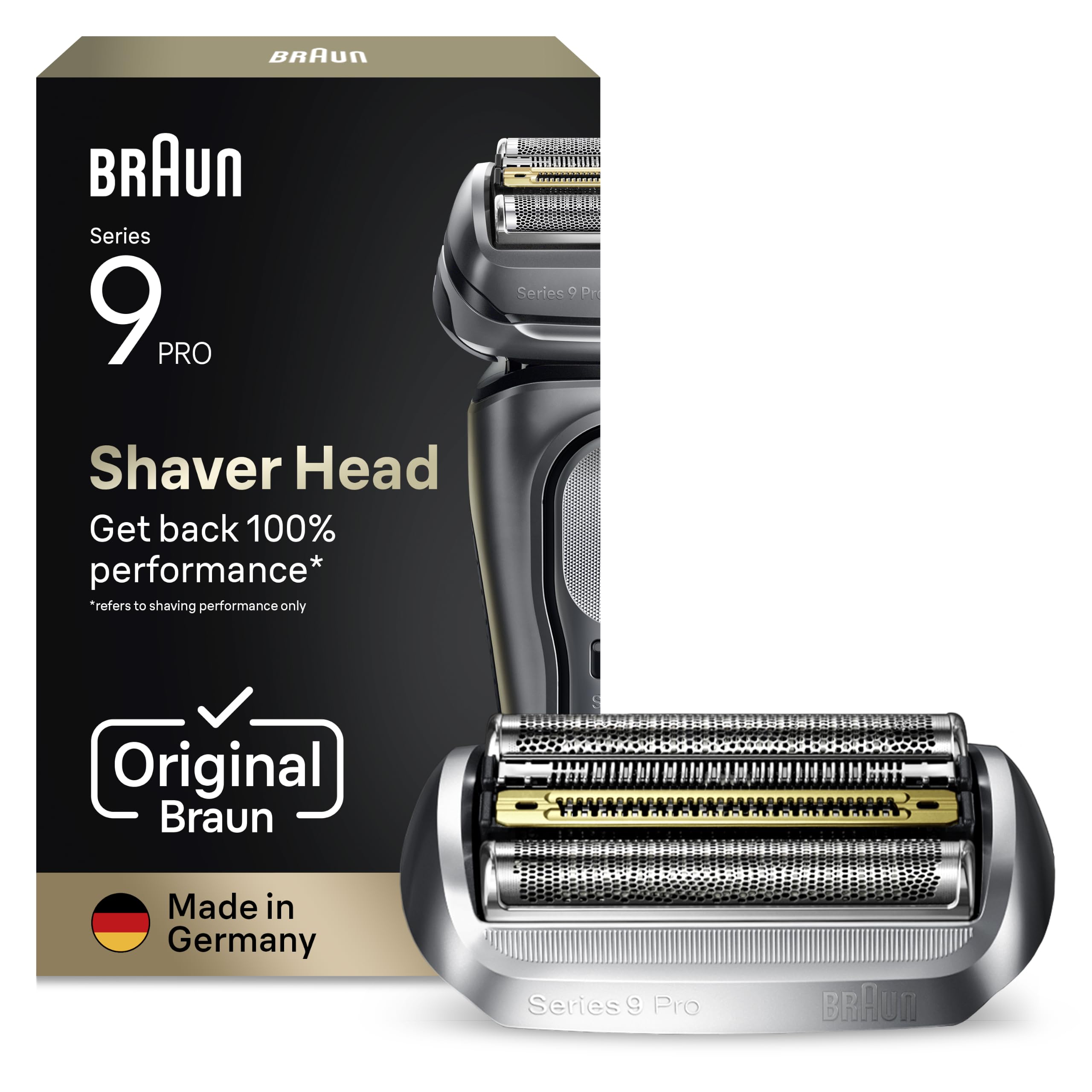 Braun Series 9 Pro Cabezal de Recambio 94M Original para Afeitadora Eléctrica Hombre, Compatible con Las Máquinas de Afeitar Series 9, Fabricado en Alemania, Plata