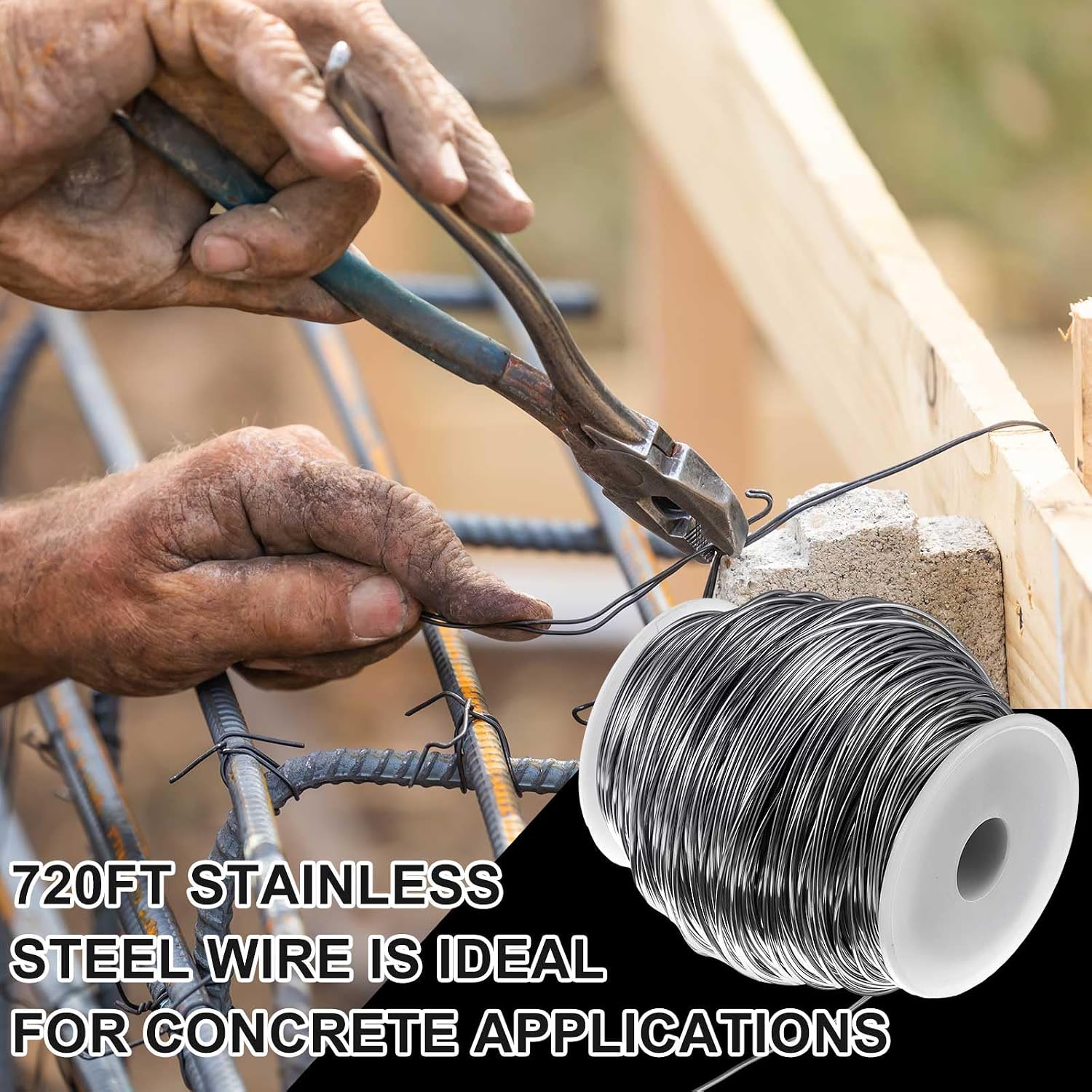 2 Rolls 720ft 304 Stainless Steel Wire Dia 1.5mm 16 Gauge Rebar Tie Wire 3.5 Lbs/roll Bendable Safe Baling Wires for Fence Garden Farm Jewelry Making Bird Cage Sculpting DIY Project Craft
