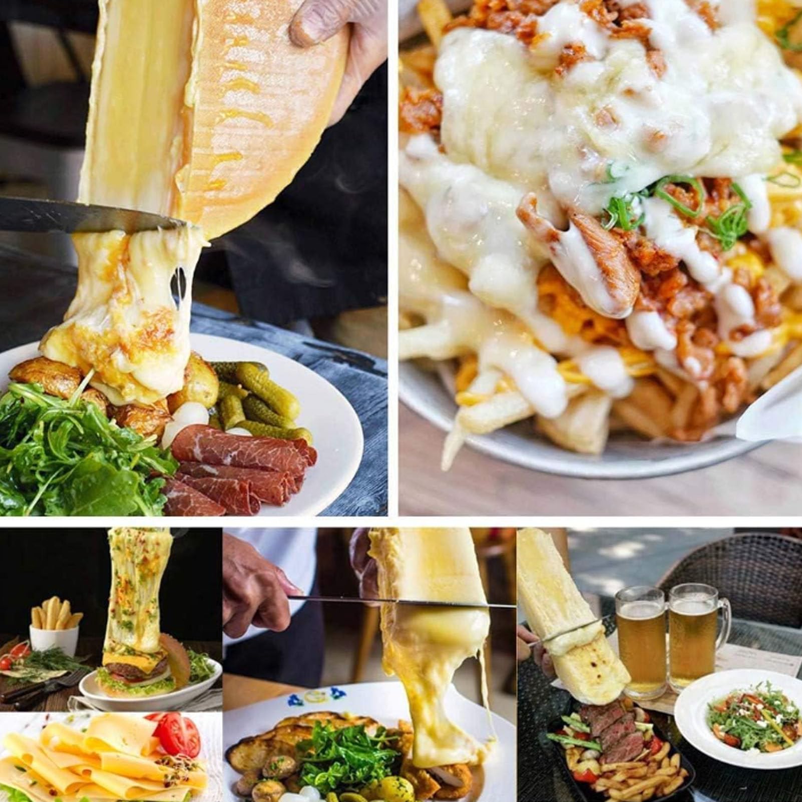 Elektrische Raclette-Maschine – kommerzieller Käseschmelzgerät mit verstellbarem Winkel zum Schmelzen von Käse, ideal zum Servieren von Nachos, Scheiben und mehr