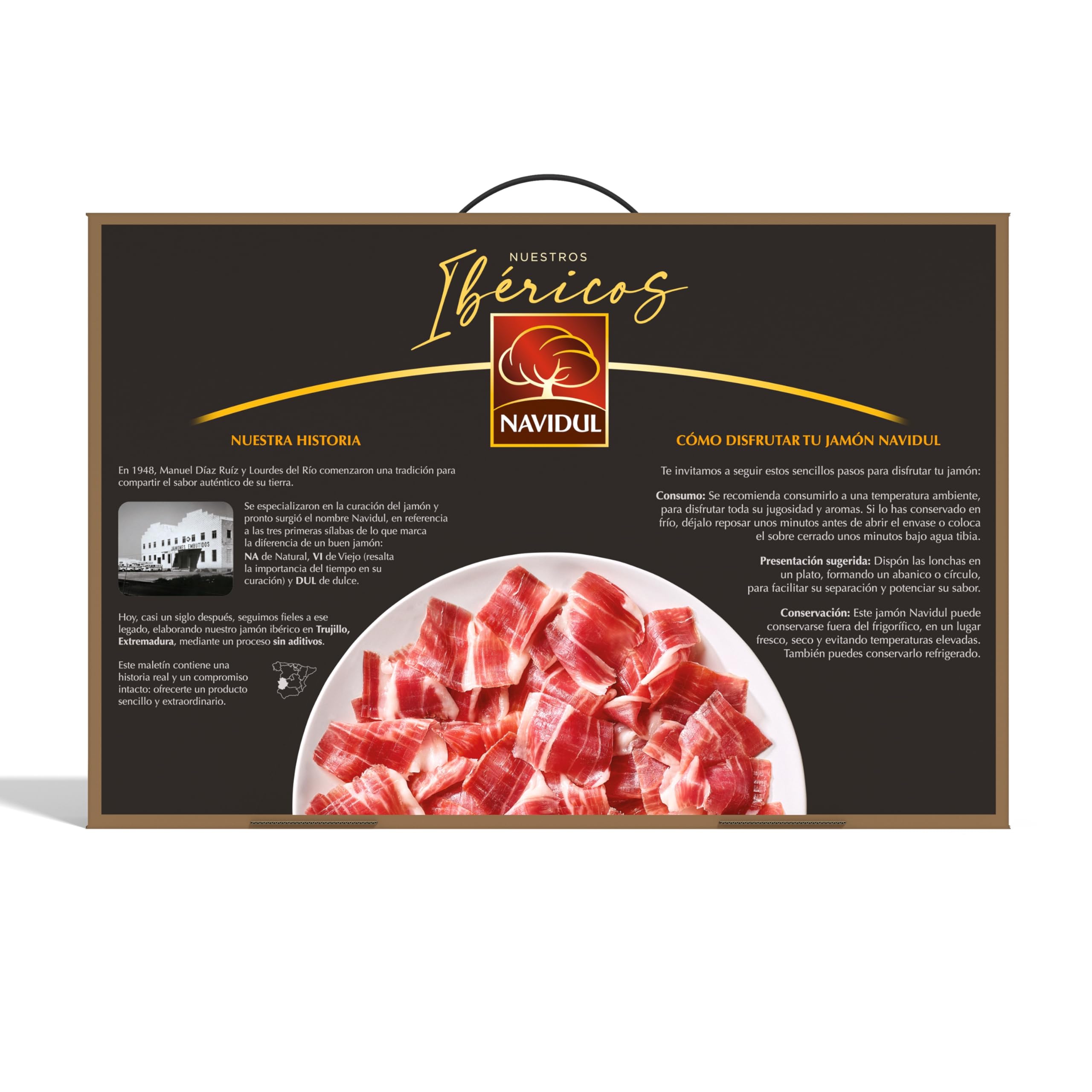 Navidul Maletín de Jamón de Cebo Ibérico 50% Raza Ibérica Freshpack Envasado al Vacío 10x70g