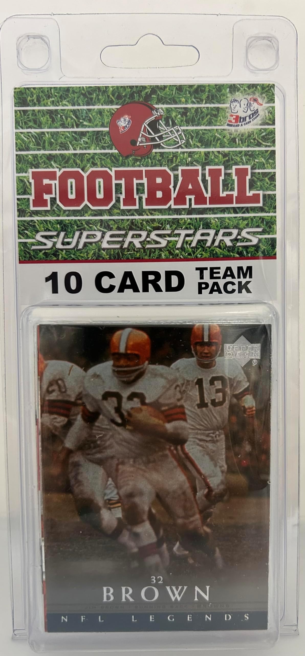 Cleveland Browns- (10) Card Pack NFL Football Different Brown Superstars Starter Kit! Comes in Souvenir Case! Great Mix of Modern & Vintage Players for the Super Browns fan! By 3bros