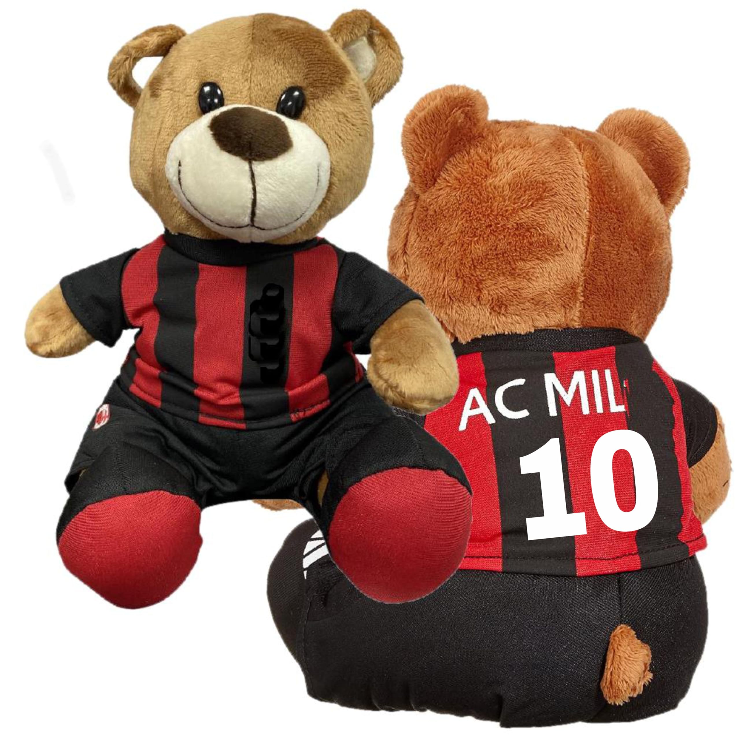 Generico Peluche Orso Rossonero Calcio Orsetto Ufficiale MILANO 16 cm o 23 Cm Pupazzo Orso Personalizzabile con Il Tuo Nome PS 10931-10901-PER-FC