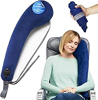 Vista 1 de Almohada de viaje TravelRest Todo-en Uno Premium – Incluye cubierta lavable de tejido suave con cierre y está rellena de espuma viscoelástica., Azul