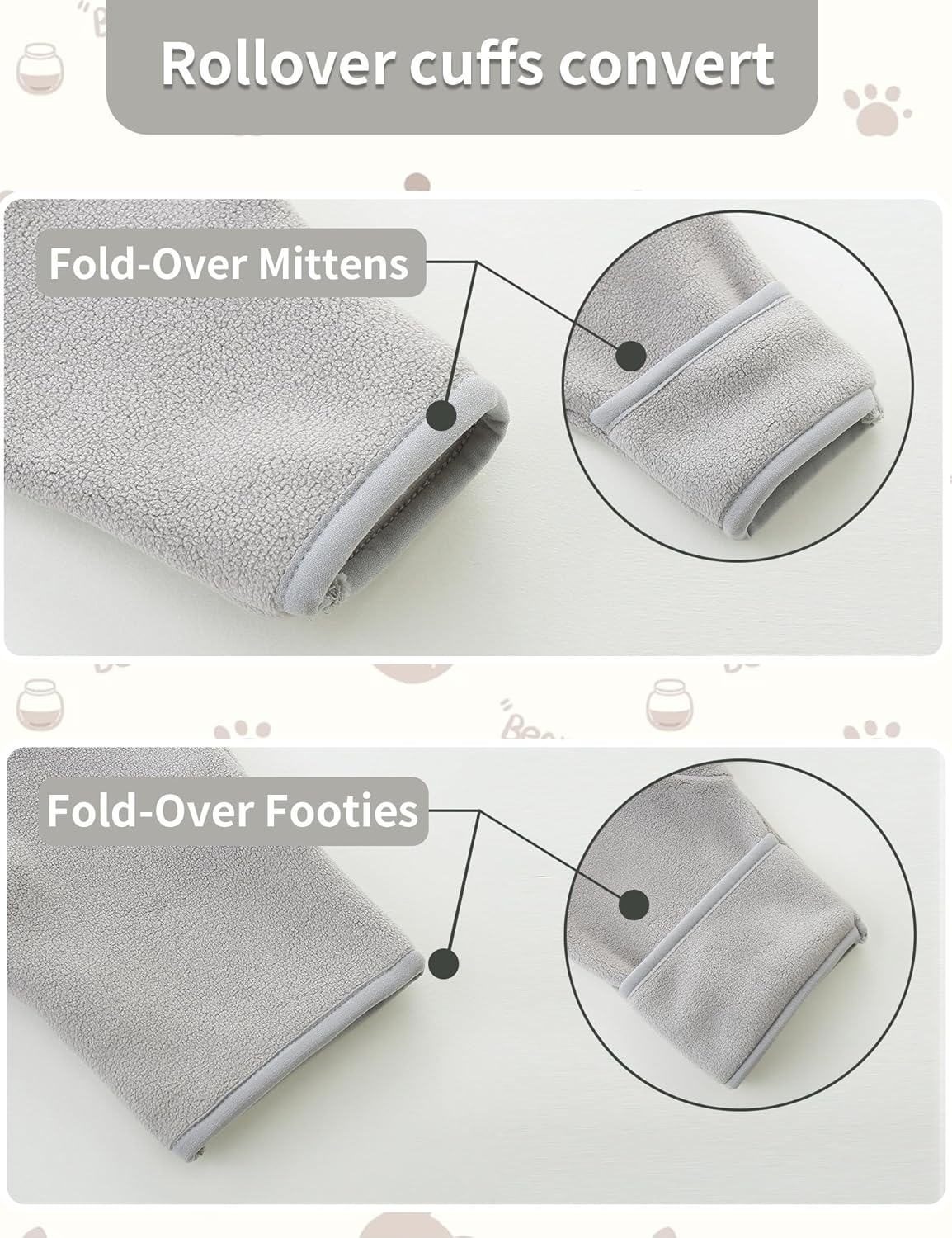 Baby Jumpsuit with Cute Bear Hoodie Warm Fleece Lined Newborn Snowsuit Rompers for Fall Winter 0-18 Month - Image 6