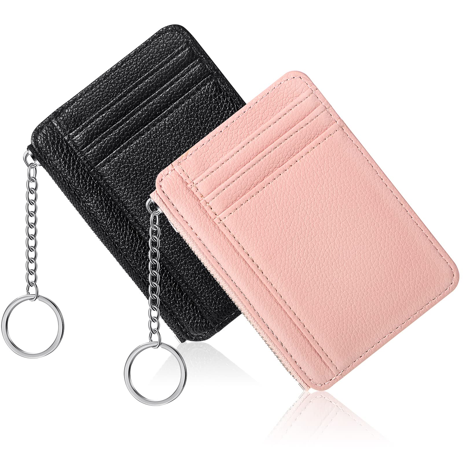 Buryeah2 Pcs Slim Minimalist Wallet Leather Front Pocket Wallets RFID Blocking Wallets for Women Credit Card Holder for Work Travel
