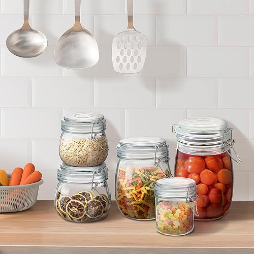 Miniatura 7 de Tarros de vidrio para almacenamiento de alimentos con tapas herméticas de 34 onzas, redondos, paquete de 4 recipientes de almacenamiento de cocina,