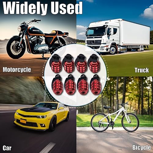 Vista 125 de 4 tapas de vástago de válvula de neumático estilo dado, con anillo de goma O, cubiertas universales de aleación de aluminio a prueba de polvo