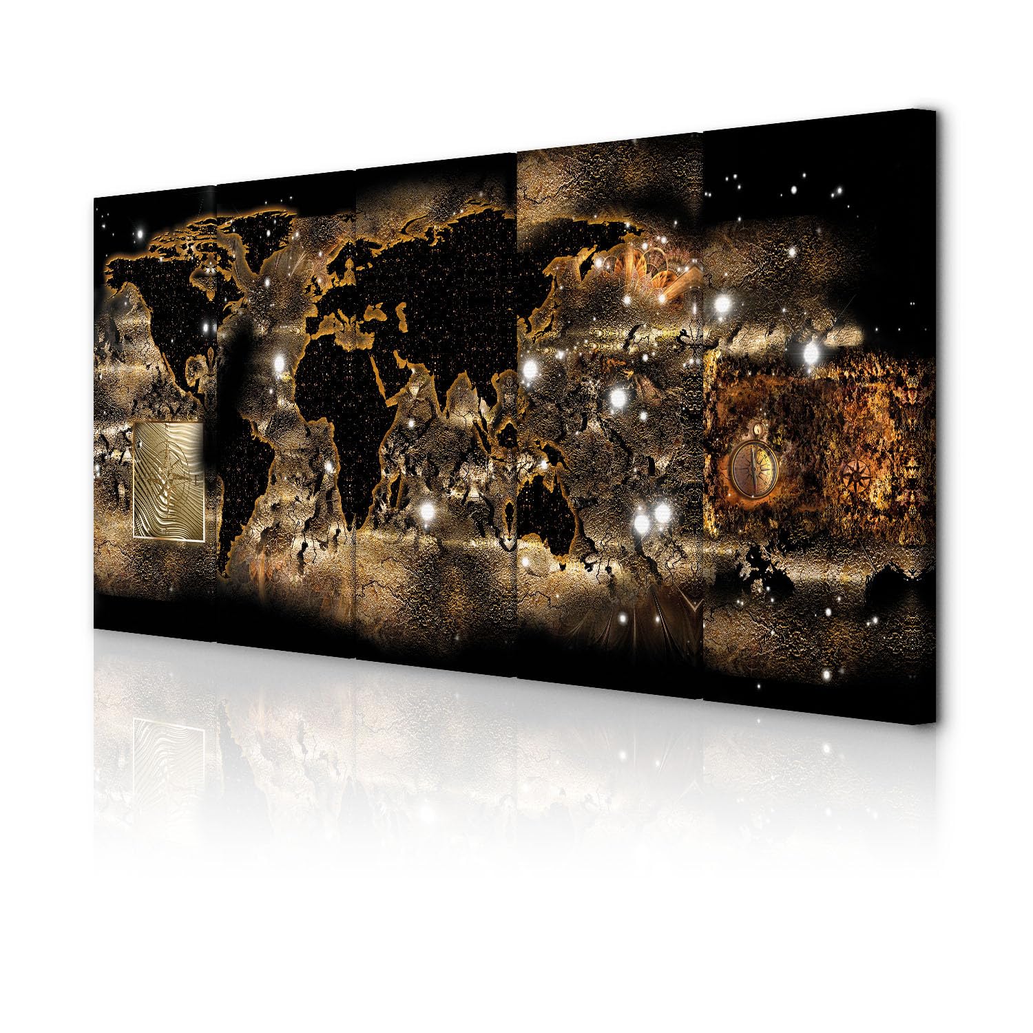 decomonkey Impression sur Toile Carte du Monde Abstrait 150x60 5 Pièces