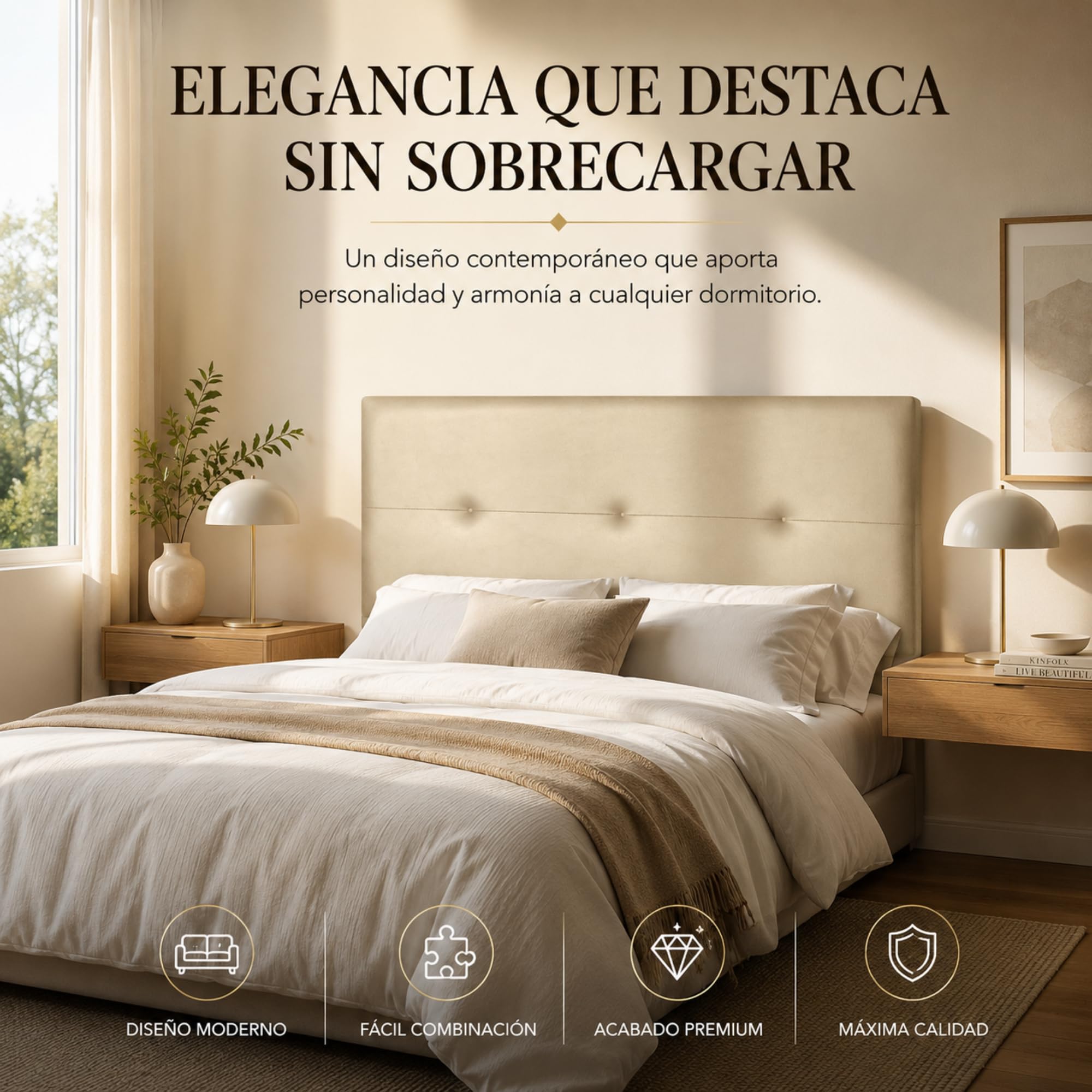 FISIO Dreams Cabecero Polipiel Caribe 2 para Cama 90, 105, 135, 150, 160, 180 y 200 cm | Cabezal Tapizado Original y Moderno | Fabricado en España | Fácil Instalación