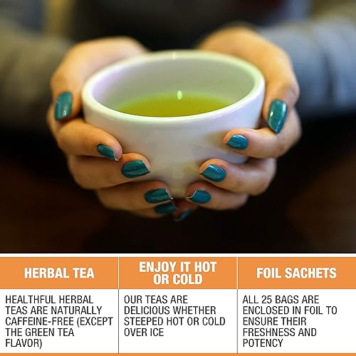 Vista 10 de Tipson Infusiones de té de hierbas de moringa orgánica, moringa y limón, sin cafeína, sin OMG, sin gluten, 25 bolsas de té premium (paquete de 1)