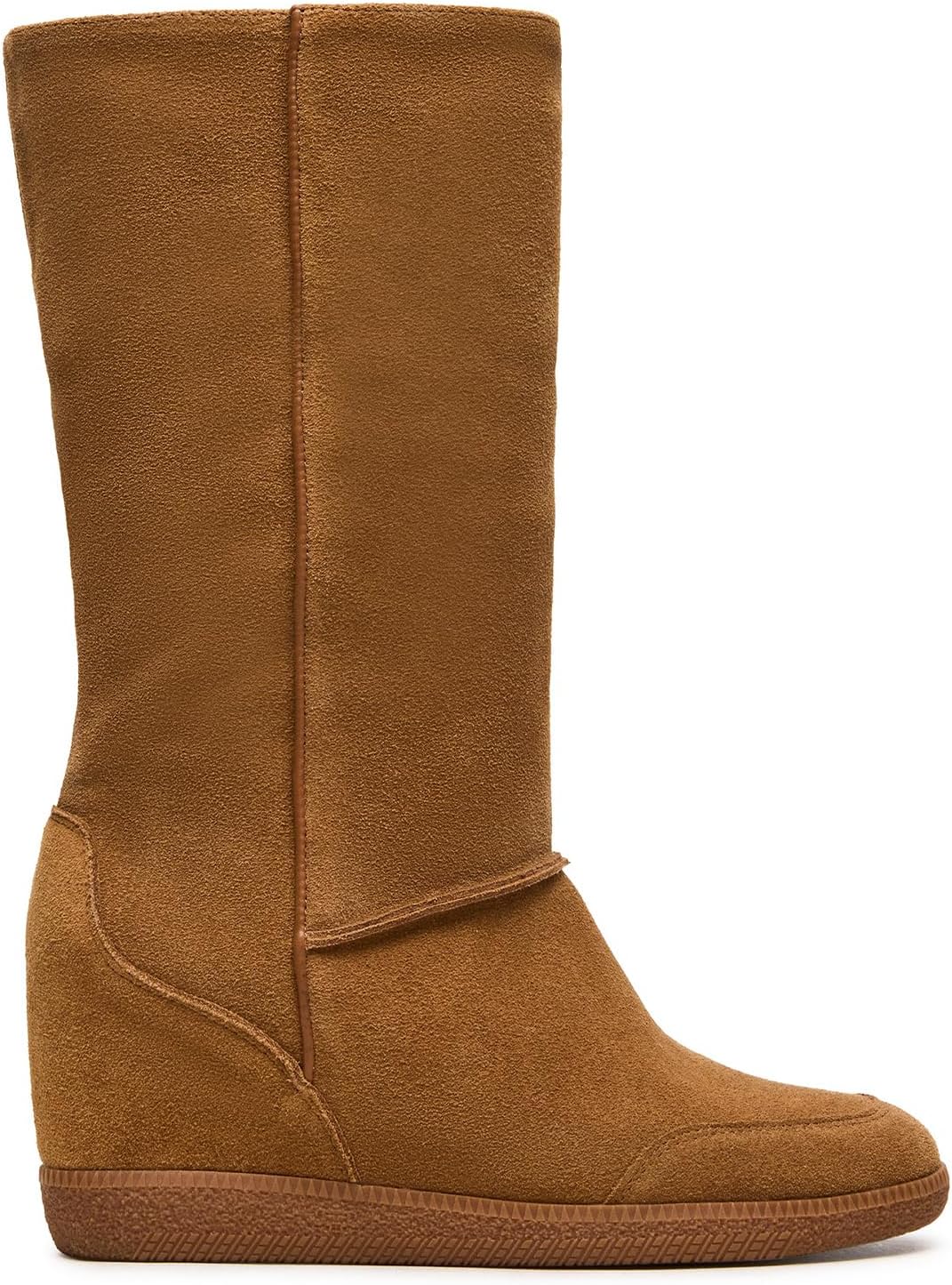 Suede Knee High Boots for Women Platform Round Toe Winter Fur Snow Boots Chunky Heel Fashion Boots