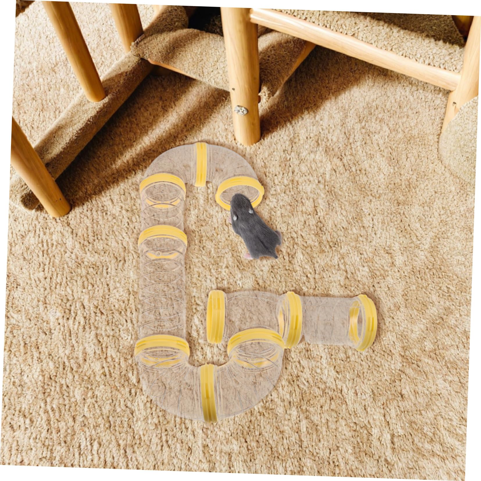 BESTonZON 2sätze Hamsterröhre aus Kunststoff Transparente Spielzeugtunnel für Kleintiere Faltbarer Hamster-spieltunnel Hamstertunnel Hamsterkäfige Geeignet für Frettchen und Ratten