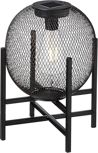 Miniatura 8 de Linterna solar para exteriores, impermeable, de metal blanco, hueco, luz solar para patio, jardín, cubierta, bombilla Edison amarilla cálida,