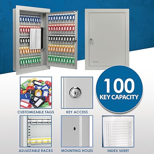 Miniatura 5 de Barska CB13534 Cerradura de llave 100 posiciones en la pared ajustable del gabinete de la llave de la caja de la cerradura de la brida gris