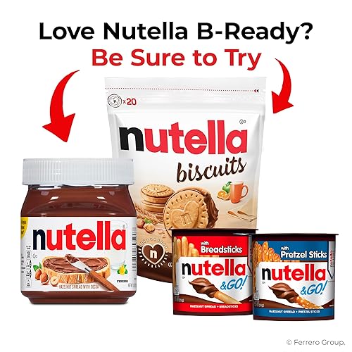 Miniatura 6 de Nutella B-ready - Barras de obleas para untar de avellana con cacao, barra envuelta individualmente, 16 paquetes de 2 barras, 1.55 onzas