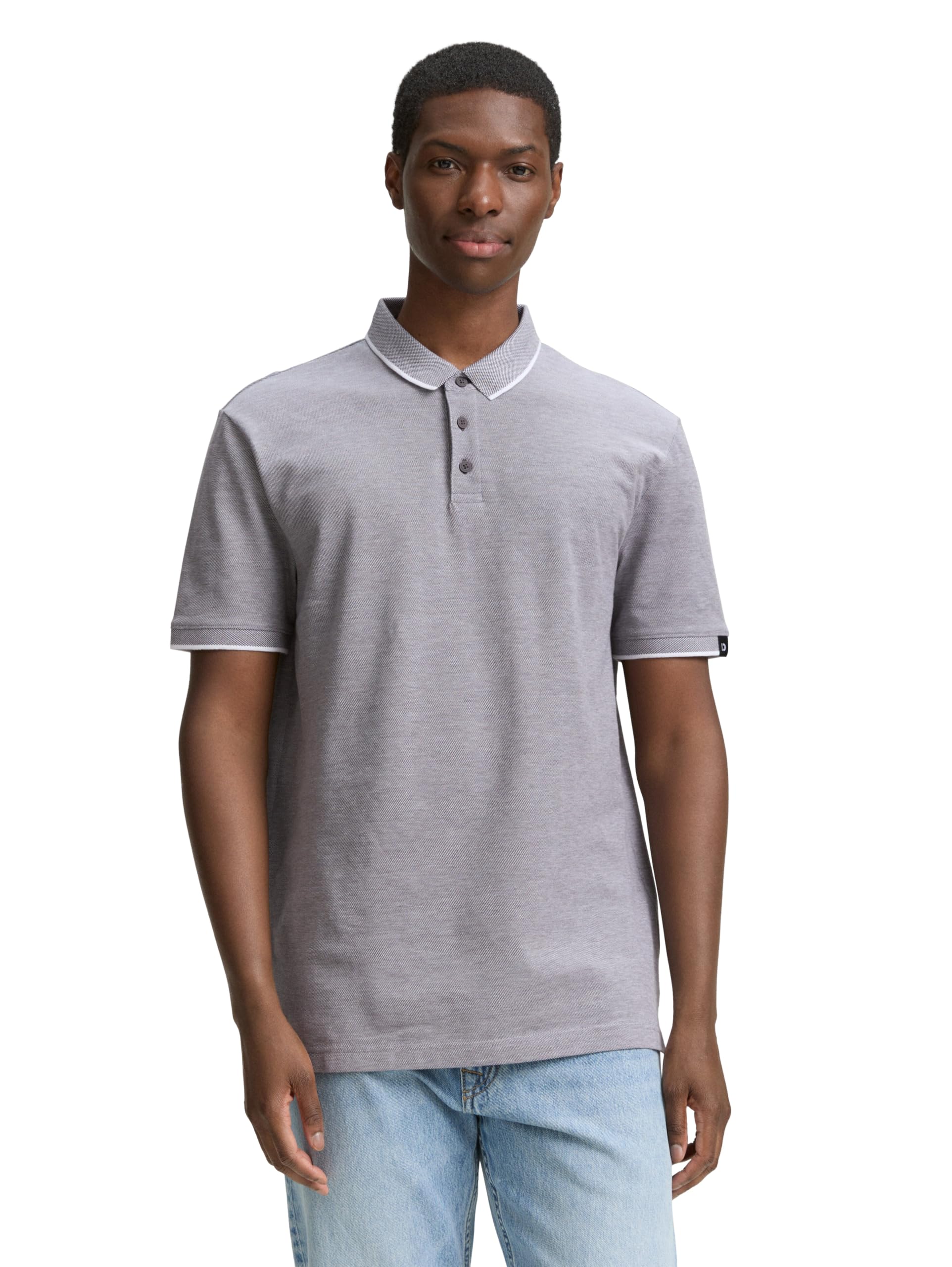 TOM TAILOR Denim Men's Polo Shirt, 38110 - Pavement Grey White Two Tone, XXL