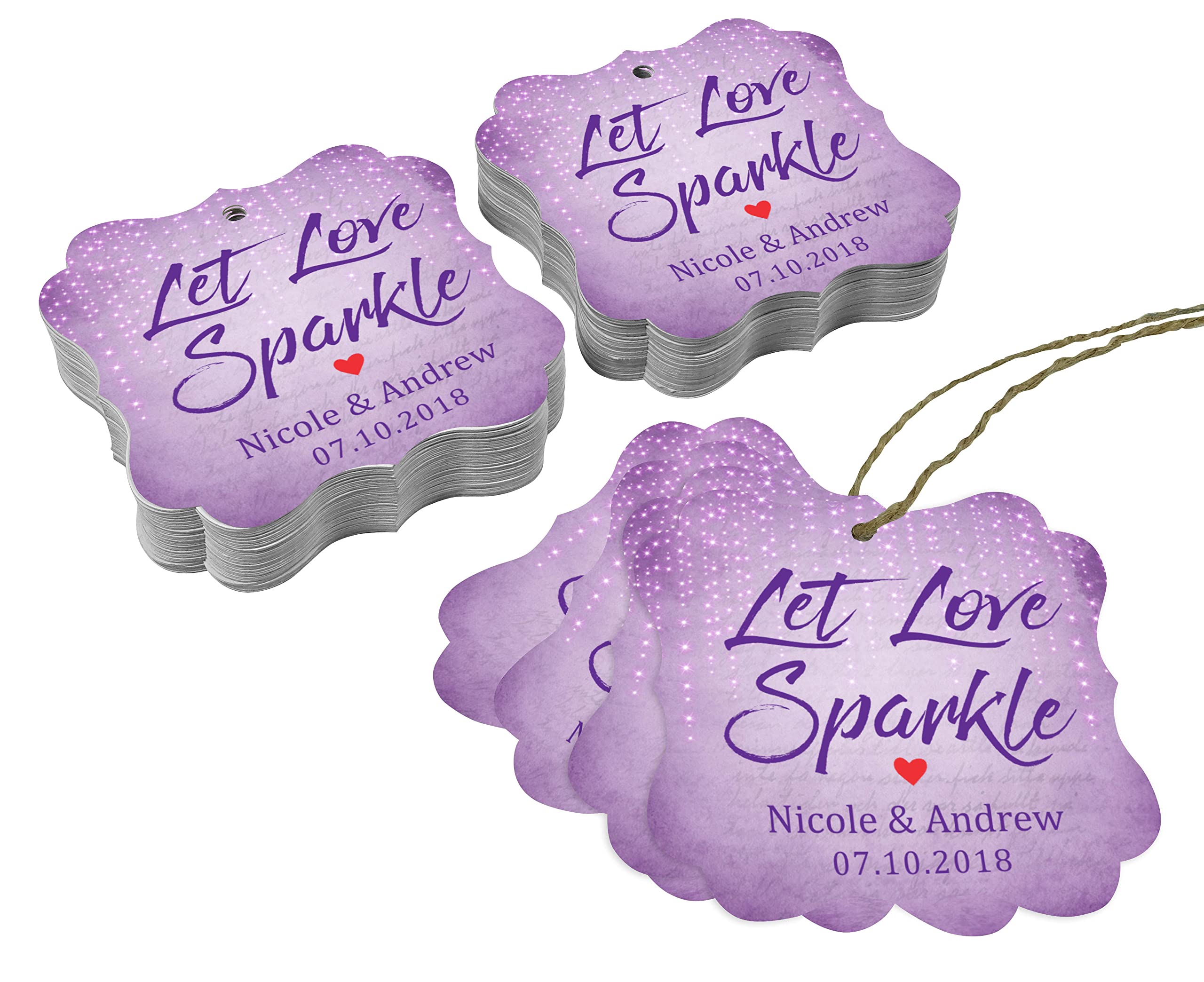 Darling Souvenir Personalizzato Let Love Sparkle Wedding Hang Tag